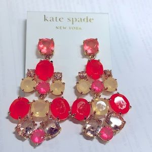 Kate Spade Pink Orange Toned Chandelier Earrings